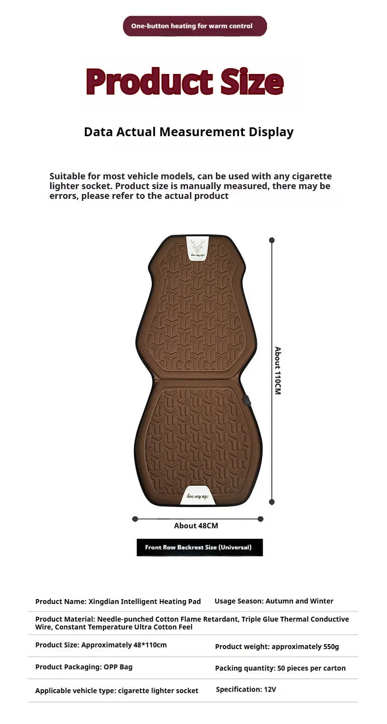 Universal Heated Car Seat Cover 12V Winter Seat Cushion Warm Velvet Plush Seat Protector Car Heating Mat Auto Accessories