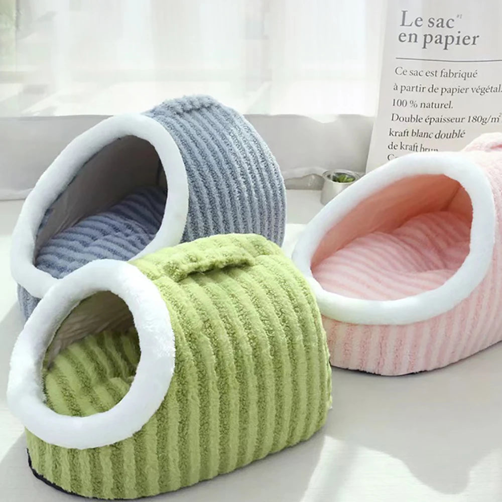 Fashion Warm Thick Sponge Dog Kennel Cat Nest Striped Slipper Design Pet Bed Cozy Comfortable Washable Pet Sleeping Mat