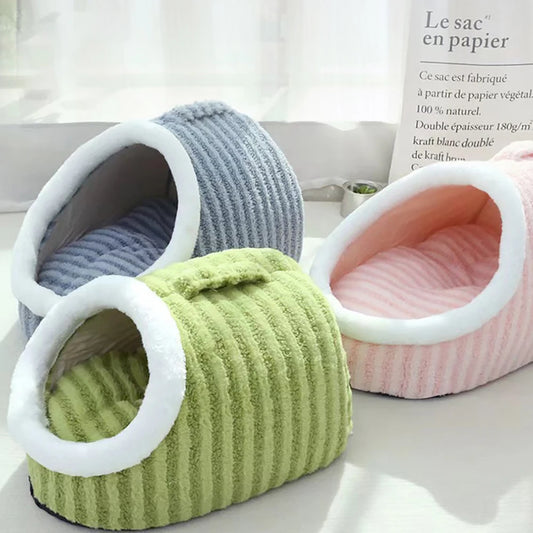 Fashion Warm Thick Sponge Dog Kennel Cat Nest Striped Slipper Design Pet Bed Cozy Comfortable Washable Pet Sleeping Mat