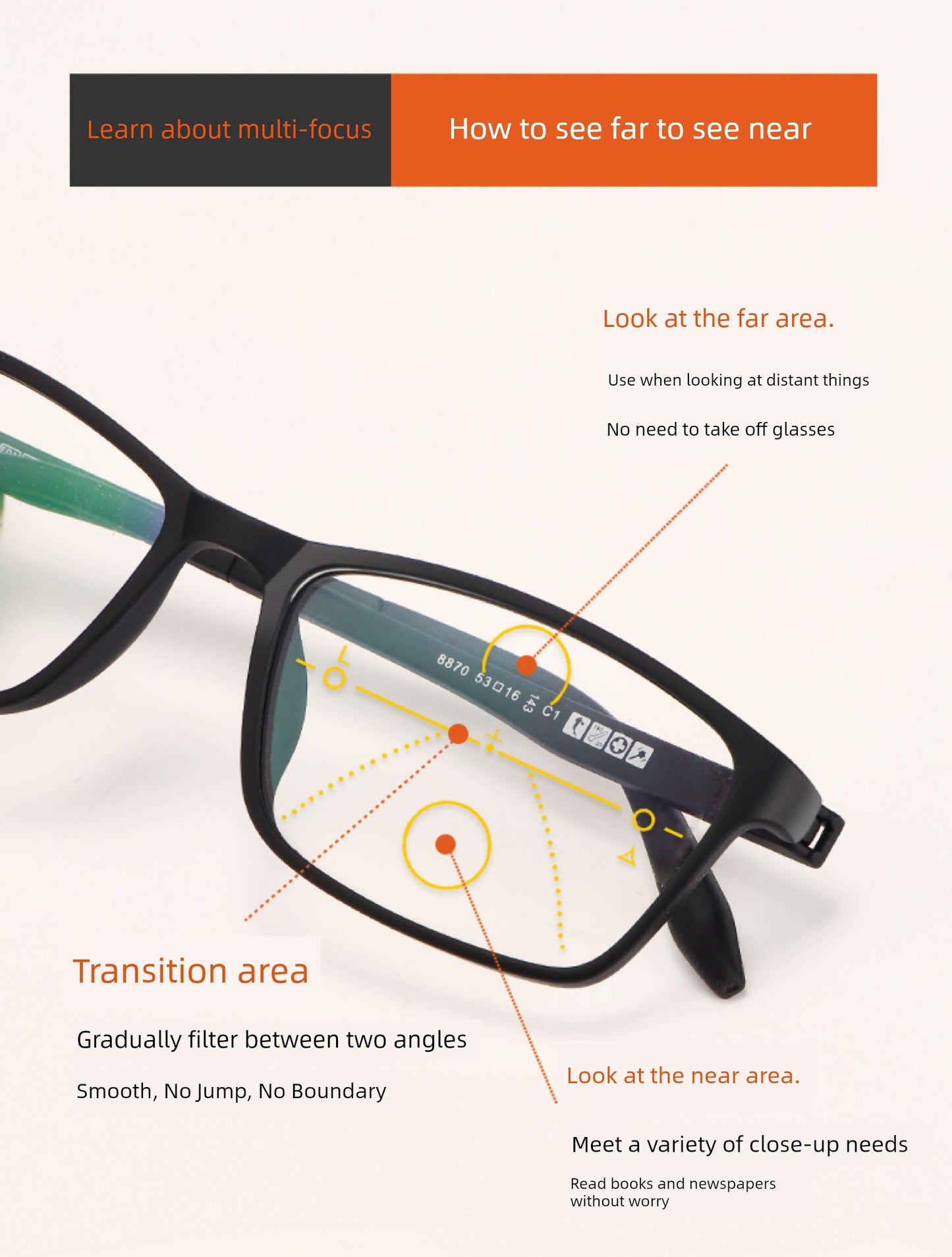 Smart Zoom Automatic Adjustment Degree Reading Glasses Men's Dual-Use HD Progressive Multi-Focus Reading Glasses Glasses Women