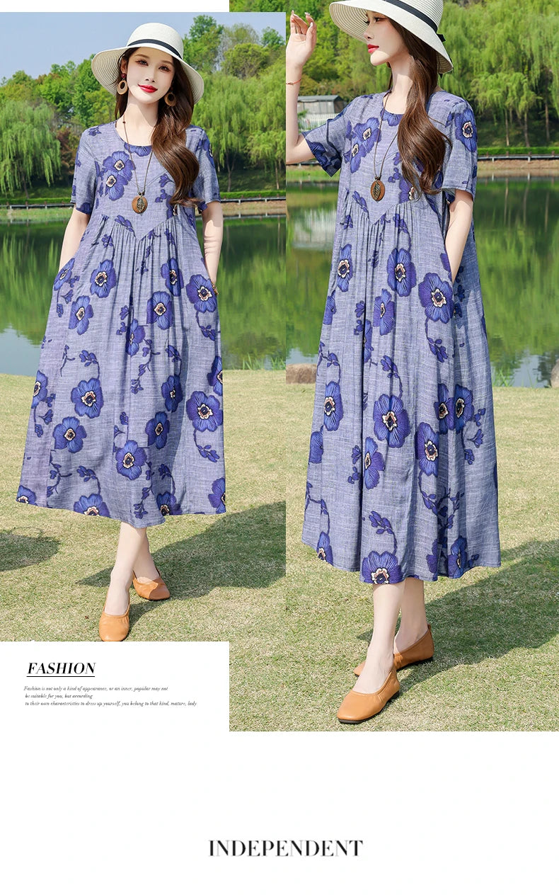 New Fashion Summer Dresses For Women 2025 Elegant Casual Short Sleeve Dress Soild Colour Women Clothing