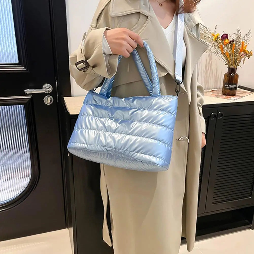 Large Tote Padded Handbags Designer Quilted Women Shoulder Bags Luxury Nylon Down Cotton Crossbody Bag Winter Tote Big