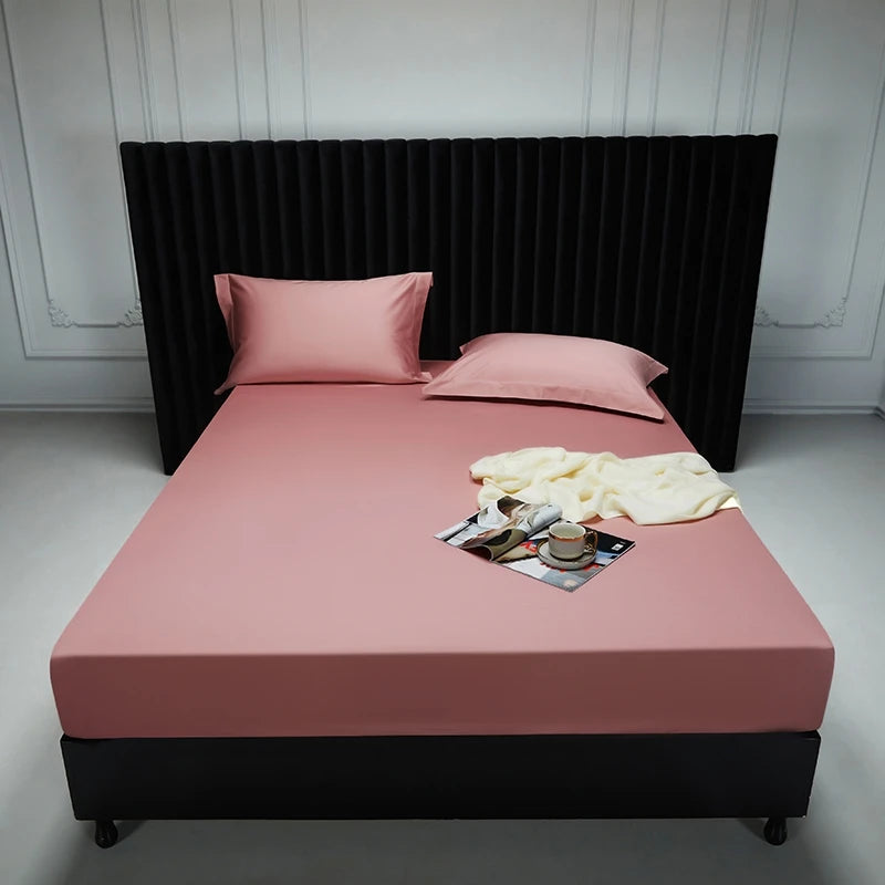 1000TC Egyptian Cotton Fitted Sheet Solid Color Bed Sheet Mattress Cover Elastic Band Fitted Sheet 160x200 180X200 Fit Sheet 1Pc