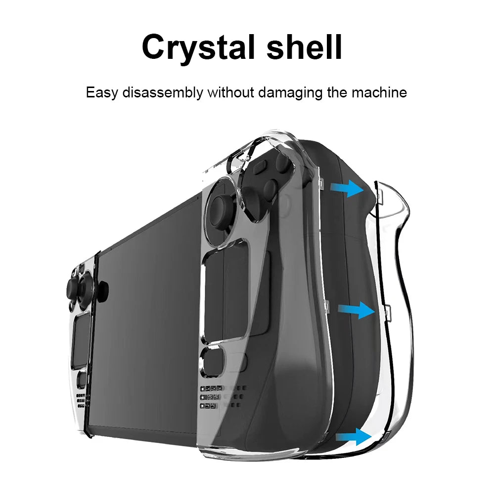 Hard PC Crystal Clear Protective Cover Anti Slip Transparent Host Split Cases Accessories Detachable with Support for Steam Deck