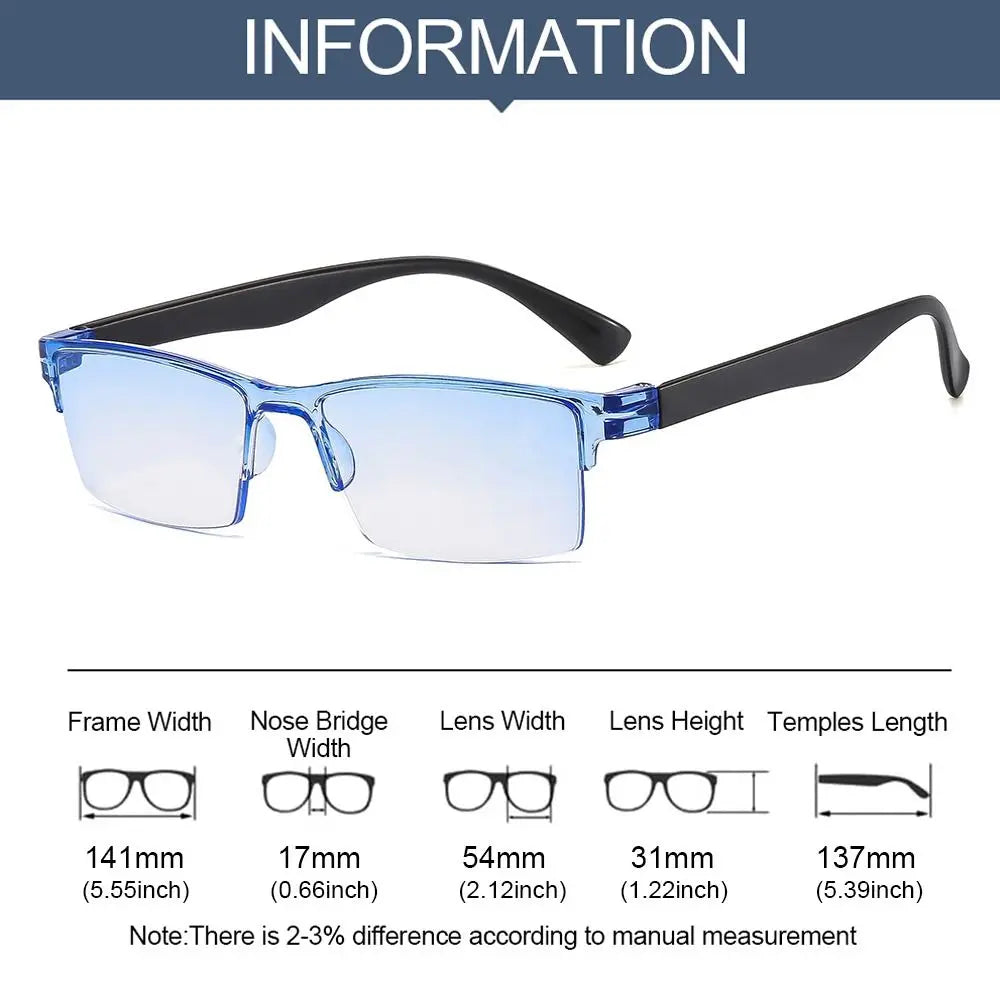 Smart Automatic Zoom Eyeglasses Anti-Blue Light Reading Glasses Men Women Square Frameless Optical Spectacle Computer Eyewear