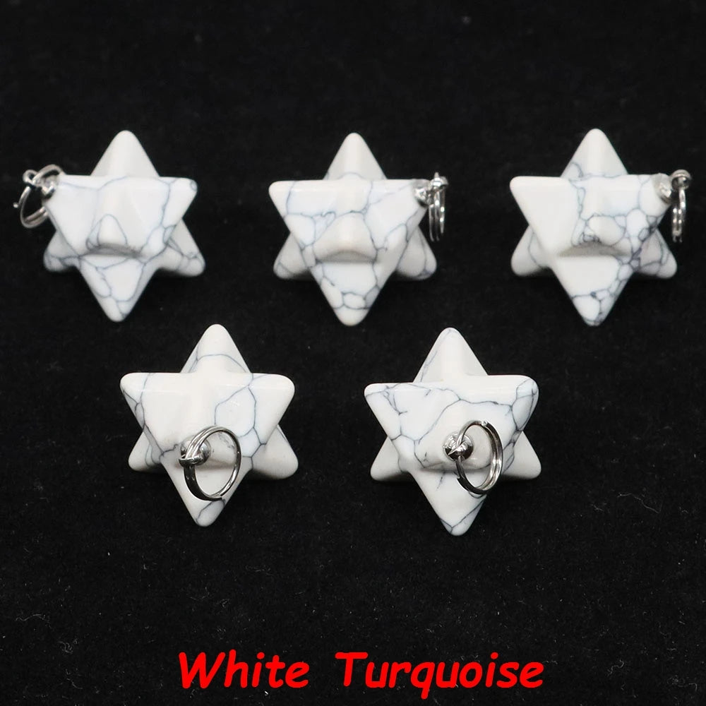 13mm Merkaba Star Pendant Natural Hexagram Stone Necklace Reiki Healing Crystal Wiccan Energy Gemston For DIY Jewelry Home Decor