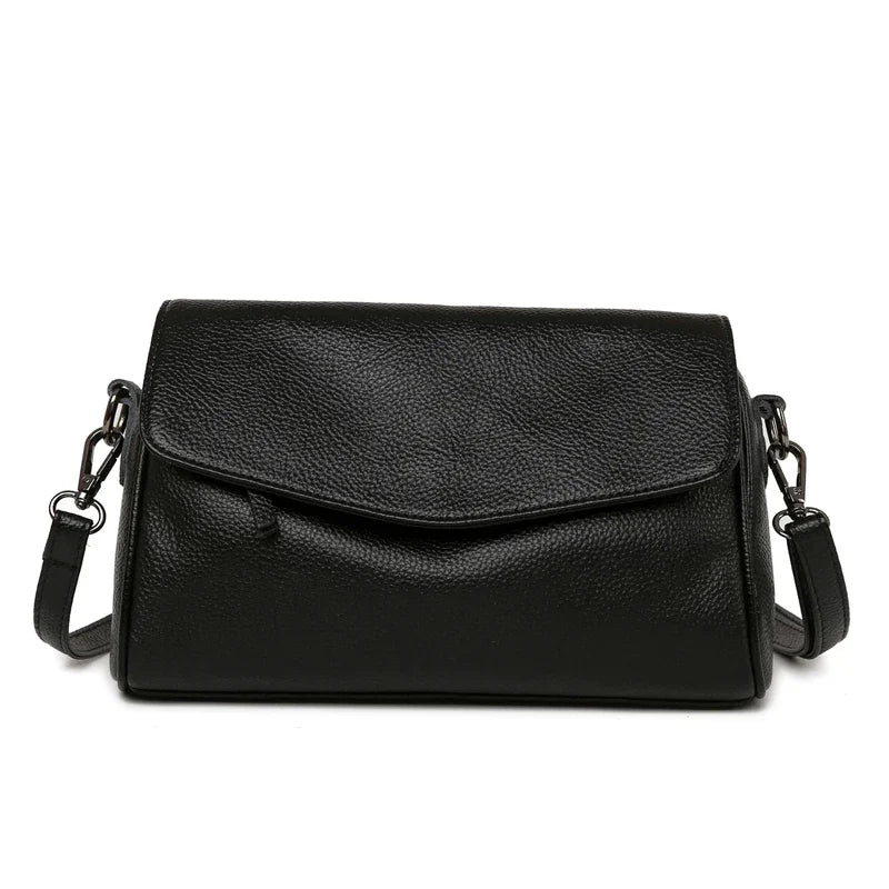 Luxury Solid Color Genuine Leather Ladies Messenger Bag 100% Soft Cowhide Shoulder Crossbody Bags For Women 2026 Female Handbags