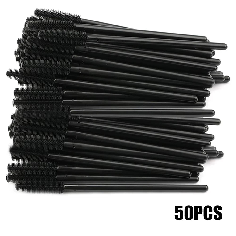 50/100PCS Eyelash Brush Silicone Eyelashes Brushes Mascara Wands Applicators Kits For Lash Extension Eyebrows Makeup Tool