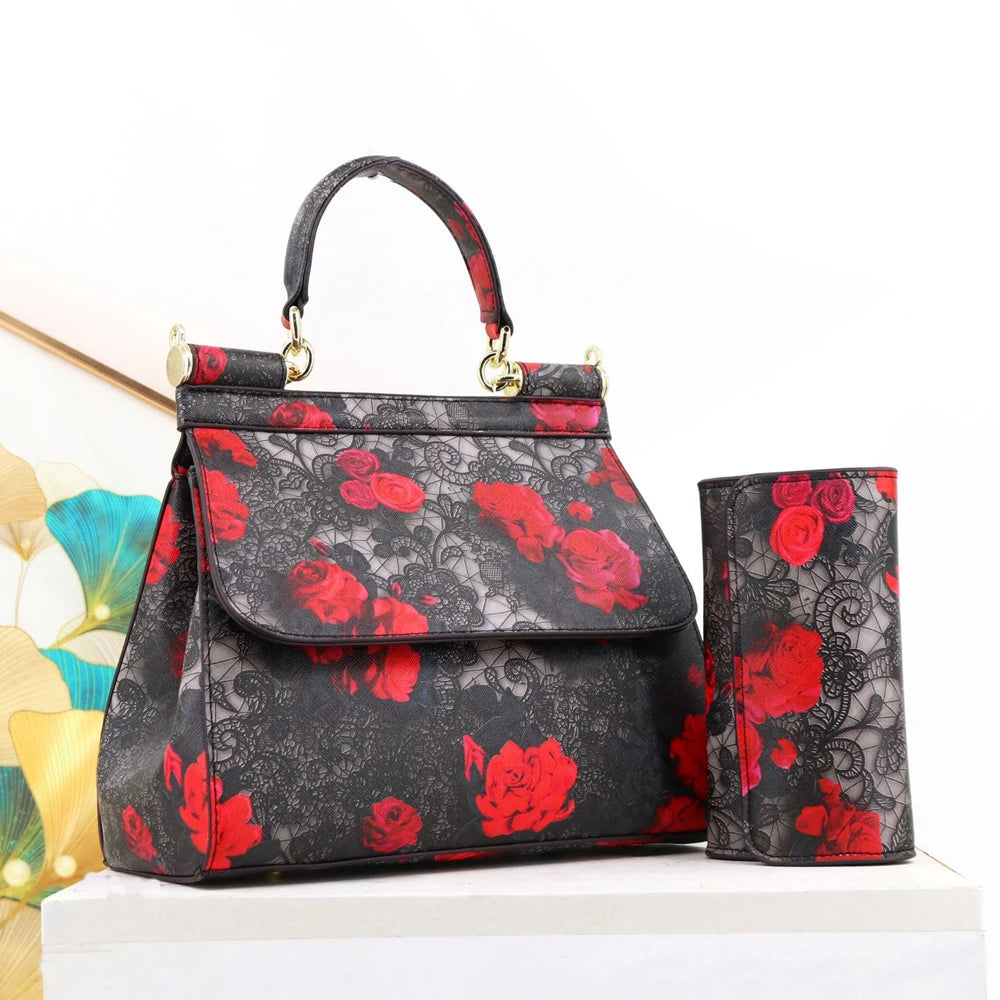 Luxury Women Bags Leather Vintage Painting Art Purse Handbags Girl Shoulder Bag Fashion Cross Body Messenger Bag Female Totes