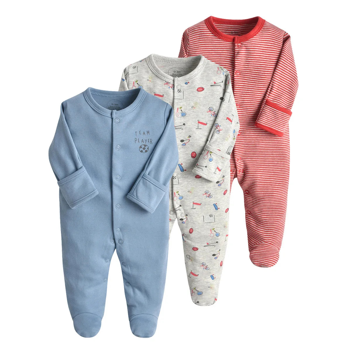 3Pcs Brand Newborn Baby Clothes Set Infant Boys Girls Romper Cotton Long Sleeve Pajamas Jumpsuit Toddler Outfits