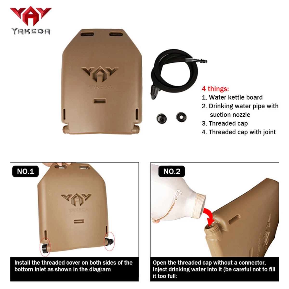 YAKEDA Hunting Vest 1.75L Integrated Water Bag Insert Board with Water Delivery Hose Made of Hard and Lightweight Material