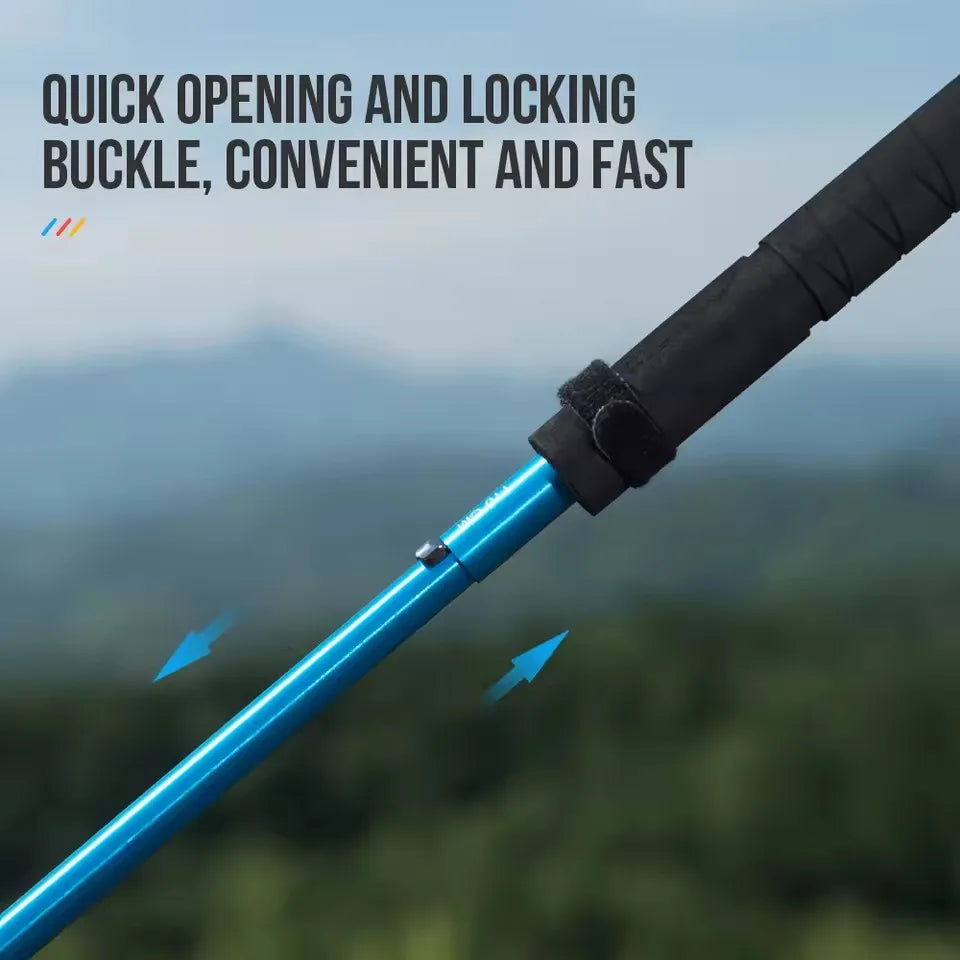 AONIJIE 2pcs Trekking Poles Folding Walking Stick Quick Lock Hiking Cane Carbon Fibers Adjustable Ultralight Walking Pole