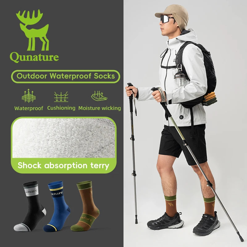 Qunature Four-Season Waterproof Socks Breathable Outdoor  Sport Socks Hiking Cycling Cross Country Running Skiing Windproof Sock