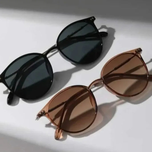 2 Pairs Set Small round Sunglasses Cute Skinny Cat Eye Vintage Narrow Cateye Unisex Eyewear for Women And Men