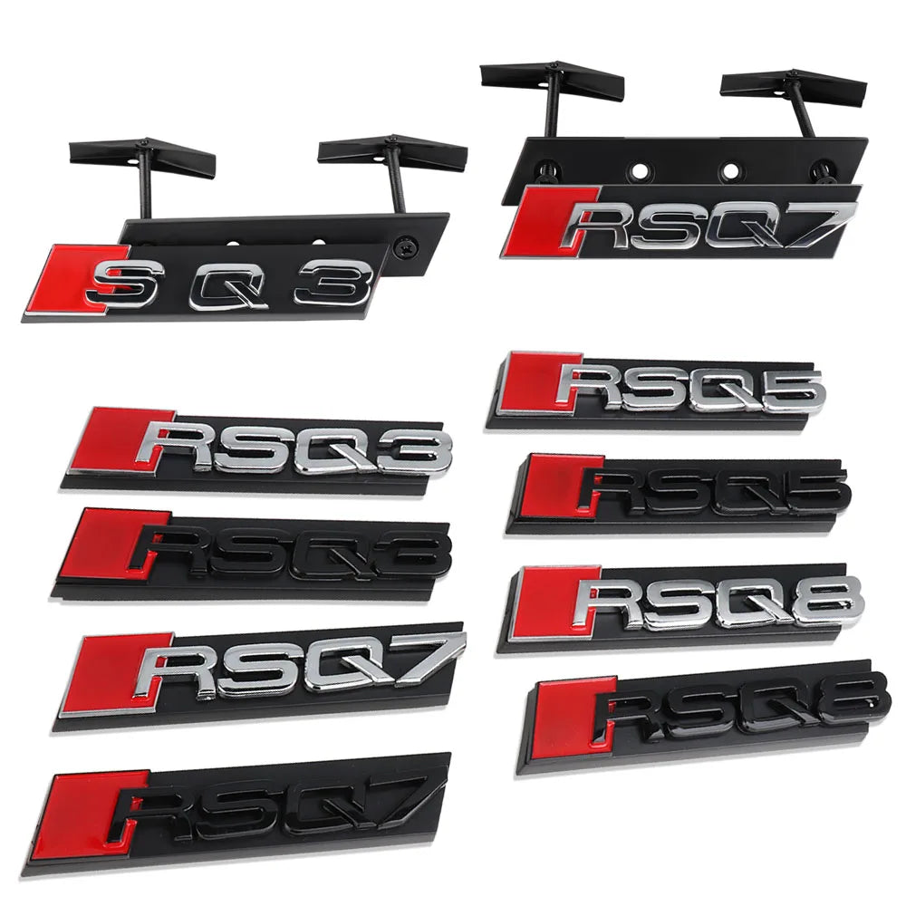 Car Styling Front Grille Emblem Decoration Sticker Auto Modification Accessories For Audi SQ3 SQ4 SQ5 SQ6 SQ7 SQ8 RSQ3 RSQ5 RSQ7