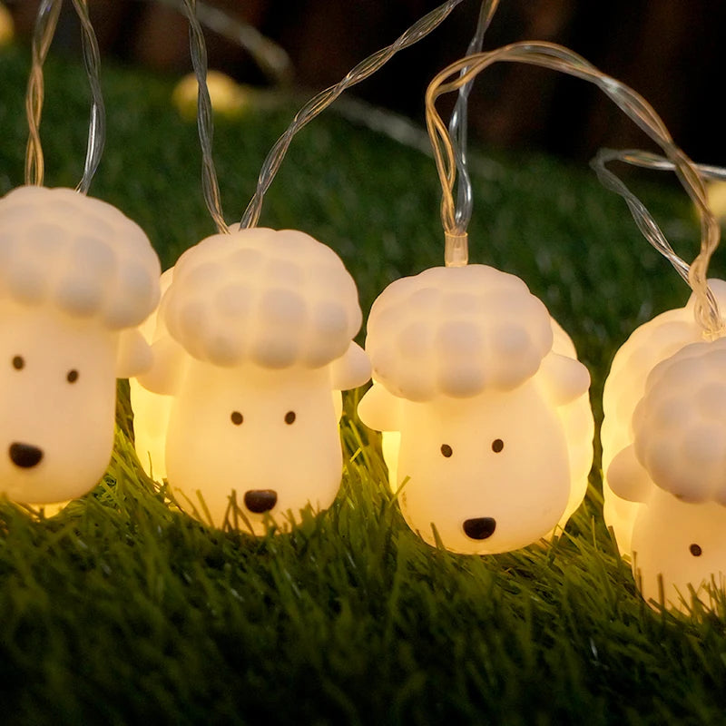 New LED Rubber Coated String Lights for Kids Room Decor-Cute 3D Sheep Animal Shaped Night Light,Birthday Nursery Wall Decoration