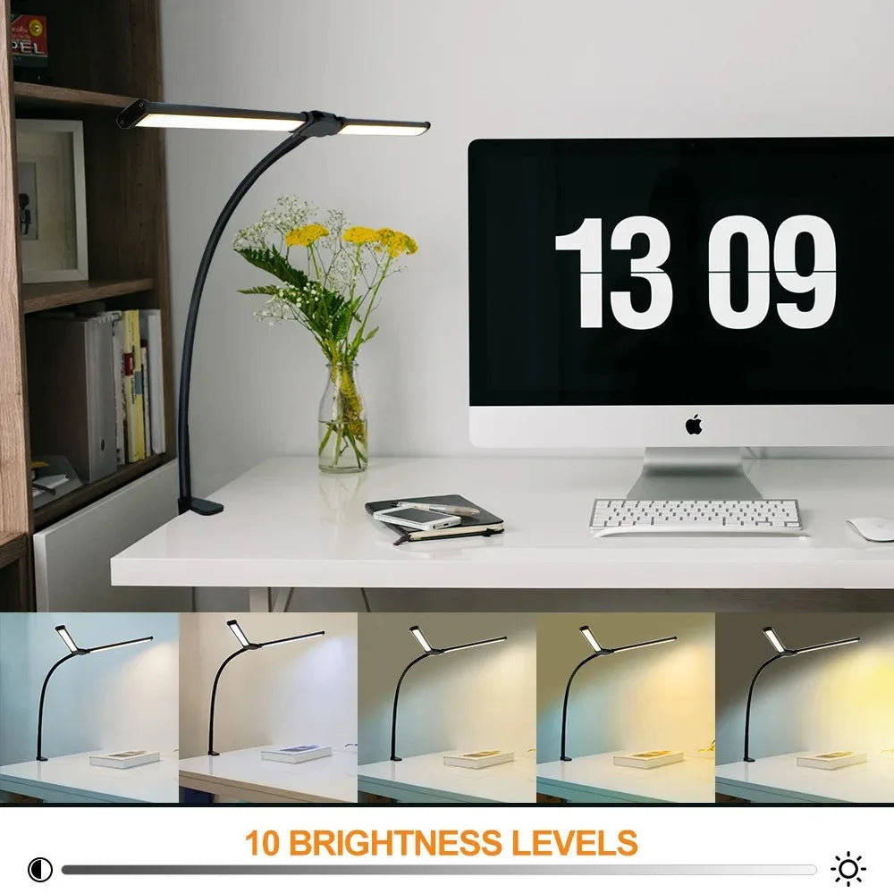 Double Single Head Led Clip Desk Lamp Dimmable Computer Table Lamps Monitor Light Architect Table Lamp for Office Reading Lights