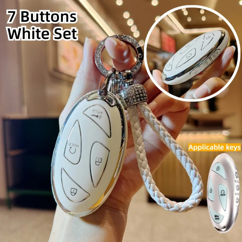 TPU 5/7 Buttons Smart Car Key Case Cover, Fit for HYUNDAI Ioniq 6 Grandeur GN7 KONA 2023-2024, Keyless Auto Accessories