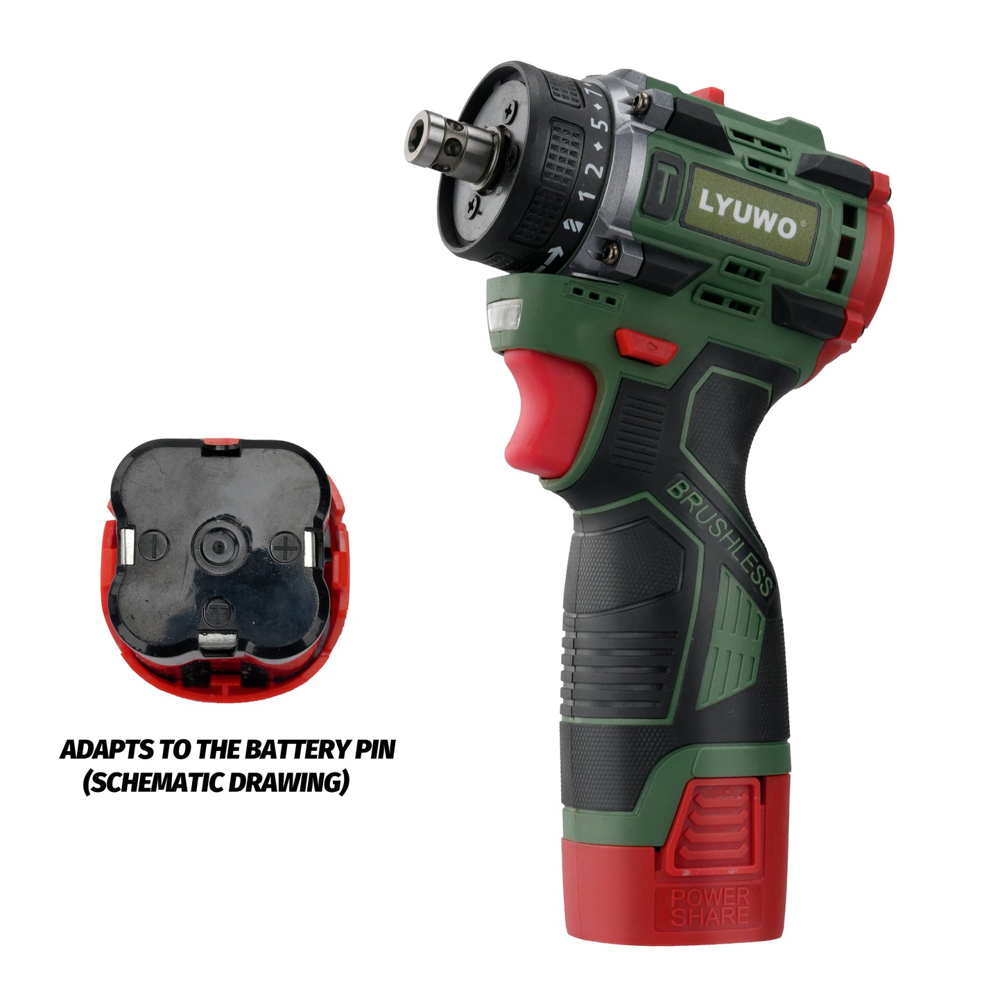 LYUWO Brushless Cordless Electric Screwdriver Kit with Fast-Charging Battery,LED Work Light&Ergonomic Grip(Drill/Driver 2-in-1)