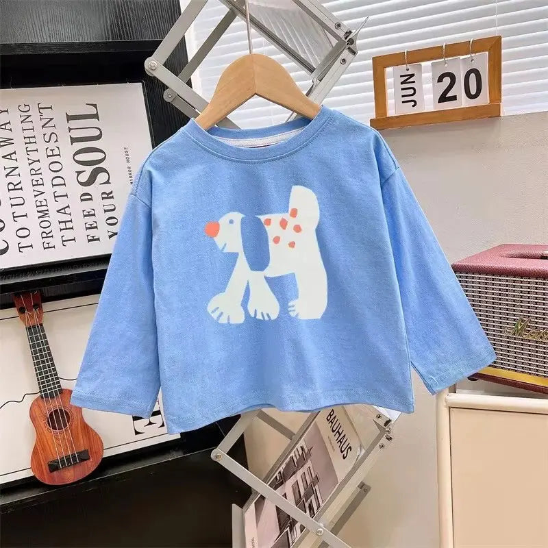 kids shirts 2024 new autumn full sleeve baby girls tops boys tees cotton children clothing cartoon kids t-shirts