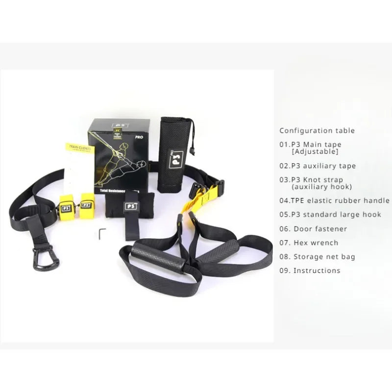 P3-2 & P3-3 Trx Adjustable Suspension Training Belt - Multi-Purpose Resistance Band for Yoga, Fitness & Strength Workouts