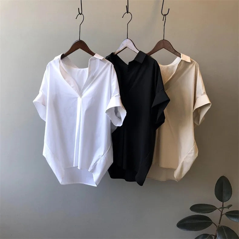 Women Summer Tops Tees Sexy Vintage Blouse Chiffon Ruched Short Sleeve Shirt Ruffles T Shirts Loose Casual Tees