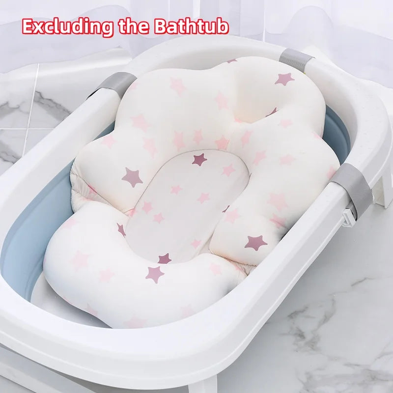 Newborn Bathtub Pad Ajustable Baby Bath Support Seat Mat Shower Cushion Foldable Baby Bath Seat Floating Security Water Pad