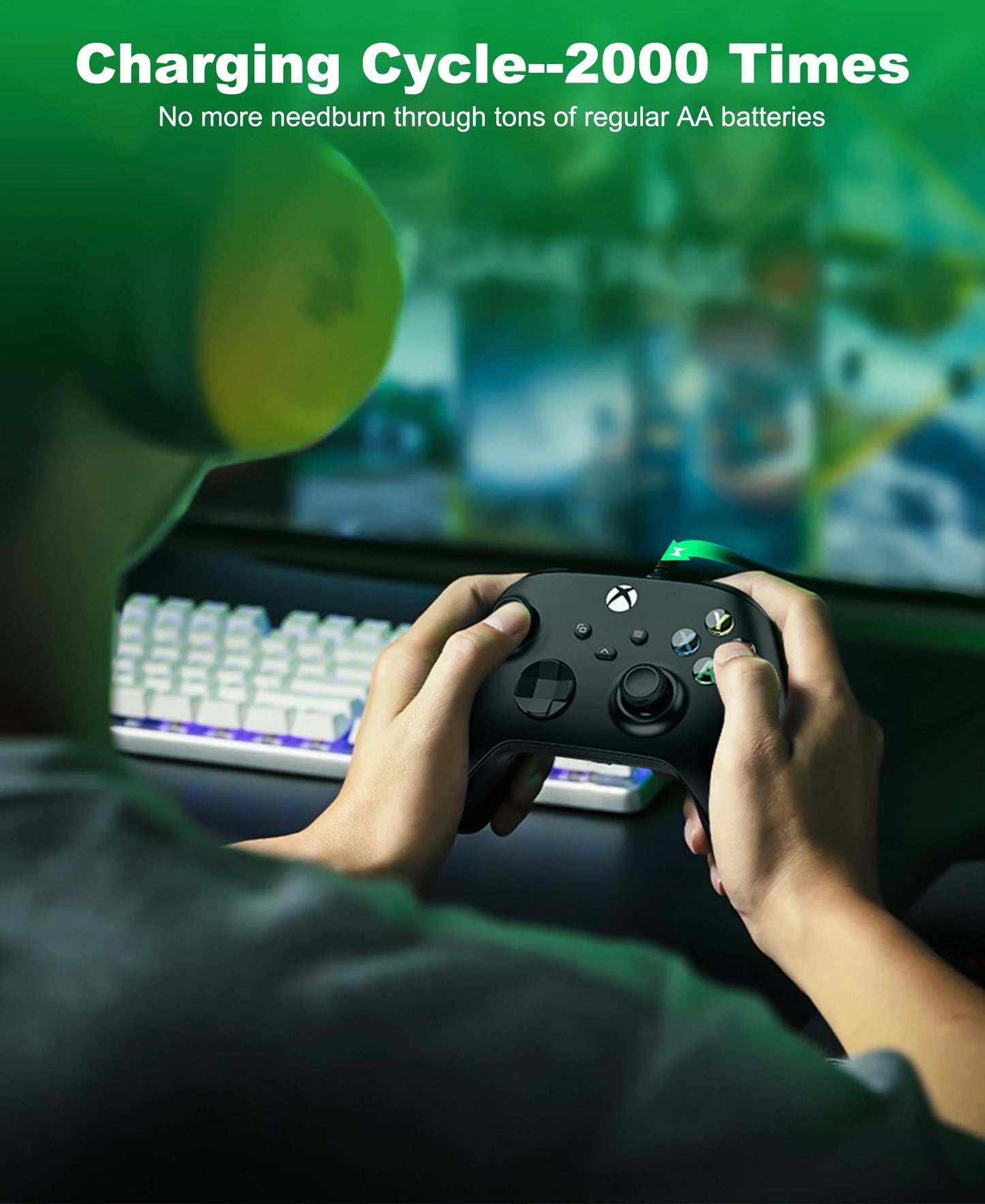 2 x 4800mWh Xbox One Controller Batteries Pack Play and Charge Kit USB-C Charging Cable/4 Covers for Xbox One/Series X|S