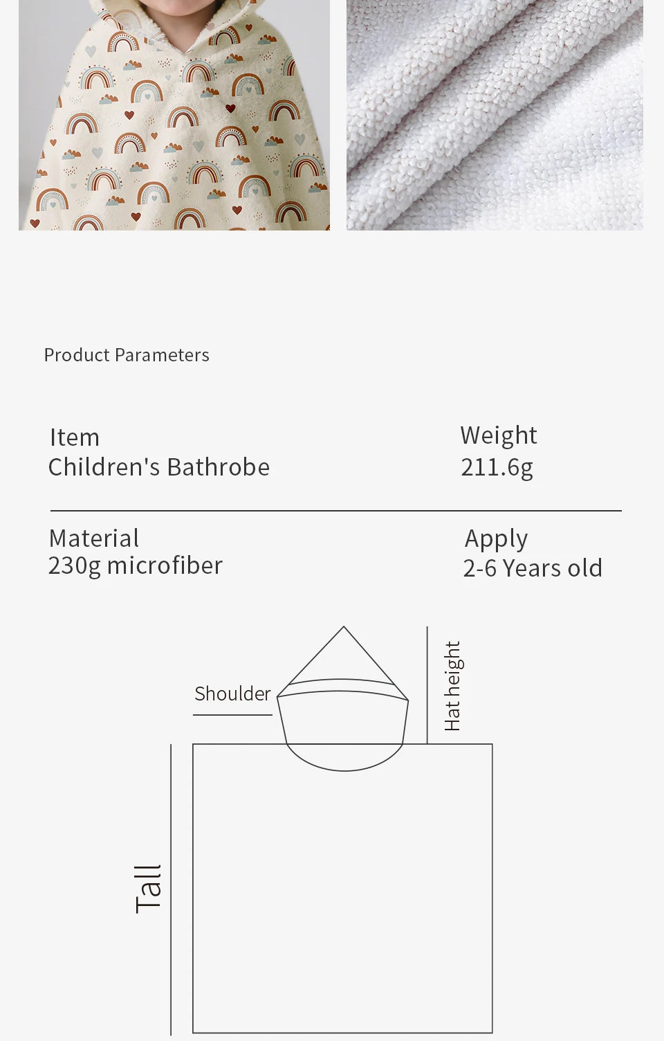 Kangobaby Hooded Bathrobe, Children's Soft Plush Warm Printed Bathrobe Pajamas, Suitable for Children Aged 1-5 Years Old