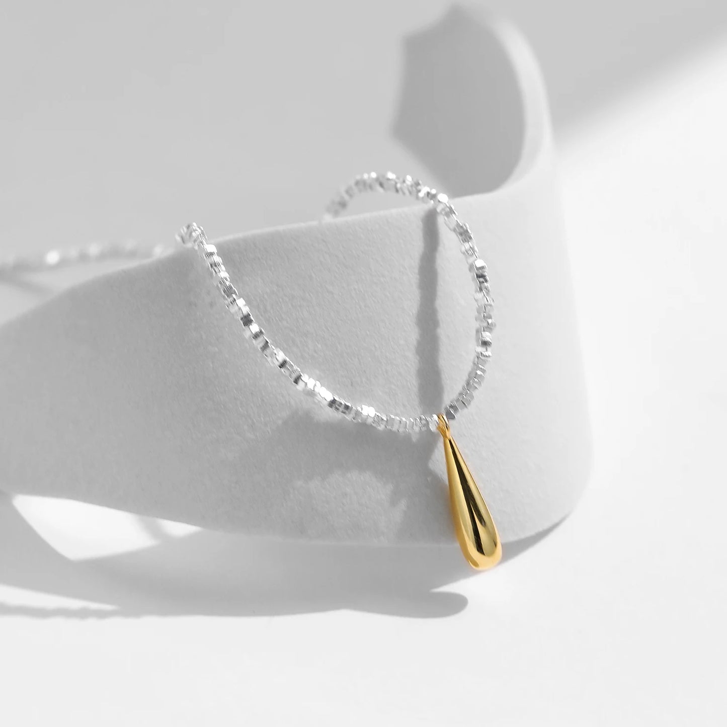 MODIAN 925 Sterling Silver Geometric Square Necklace Pendant Gold Color Water Drop Fine Jewelry For Women Valentine's Day Gifts