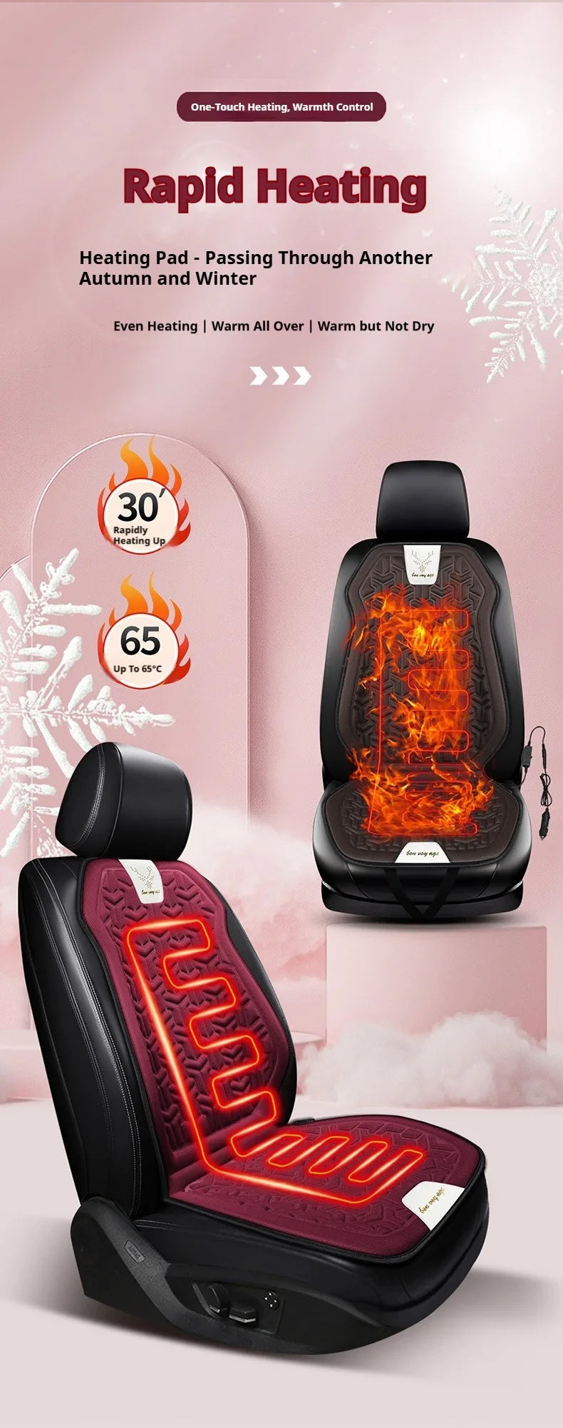 Universal Heated Car Seat Cover 12V Winter Seat Cushion Warm Velvet Plush Seat Protector Car Heating Mat Auto Accessories