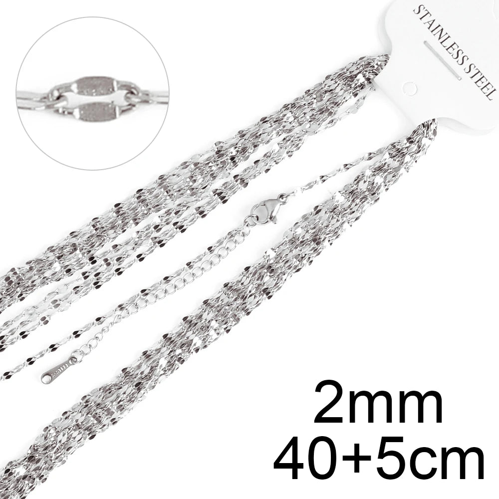 10pcs/lot Bulk Wholesale Stainless Steel Necklace Chain Necklace Choker Chains for DIY Jewelry Making Handmade Accessories