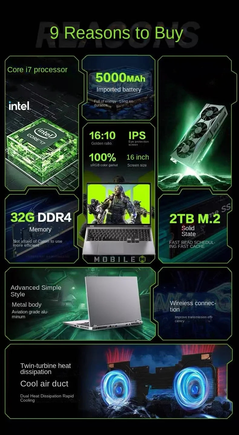 CARBAYTA Intel Core I7 6700HQ Laptop 15.6″ IPS Screen 16G 32GB 64GB RAM NVIDIA GeForce GTX 1060 6G Game Computer Windows 11 Pro