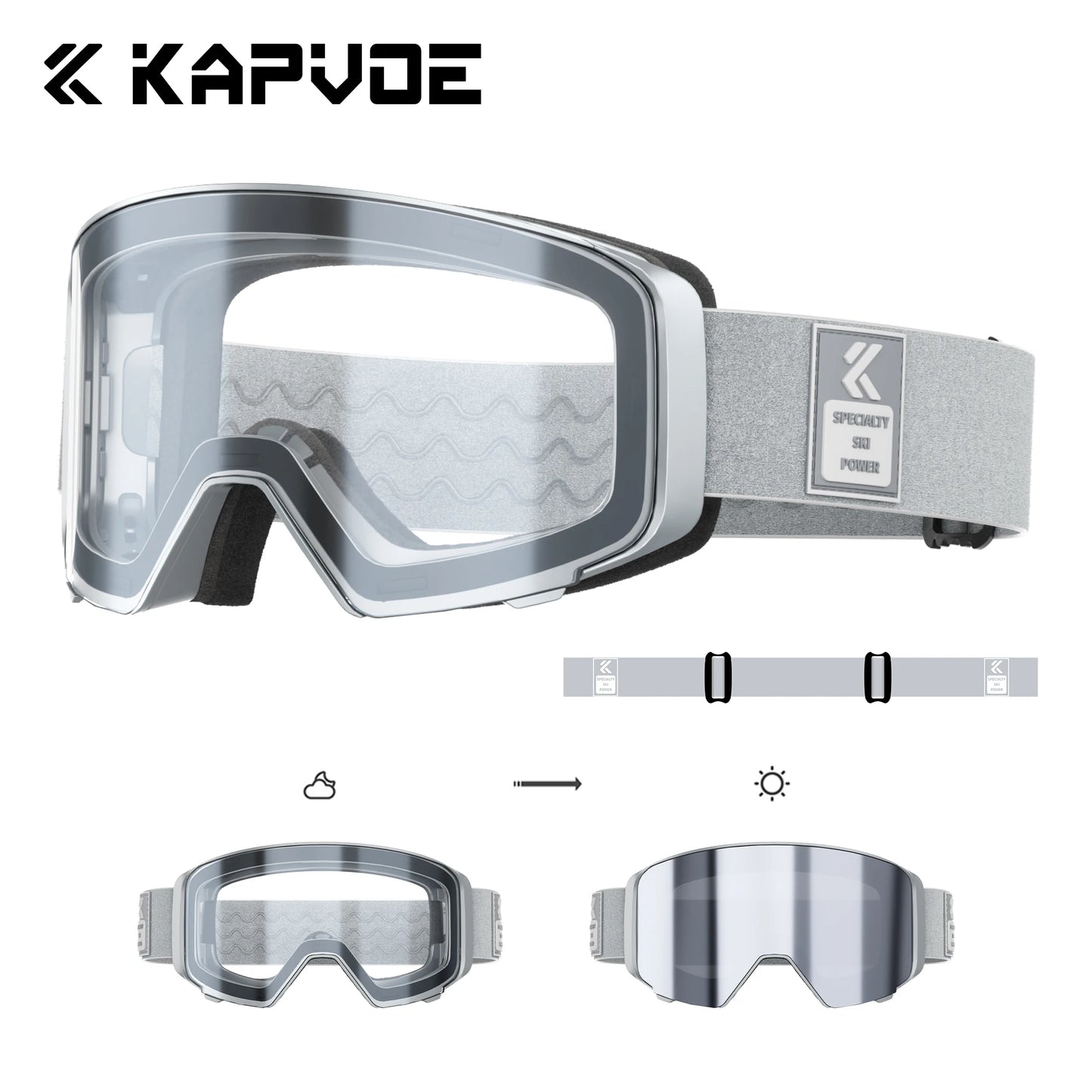 Kapvoe 2026 Skiing Eyewear Flip Ski Goggles Photochromic Snow Goggles Men Snowboard Mask Protection Glasses Snowmobile Winter