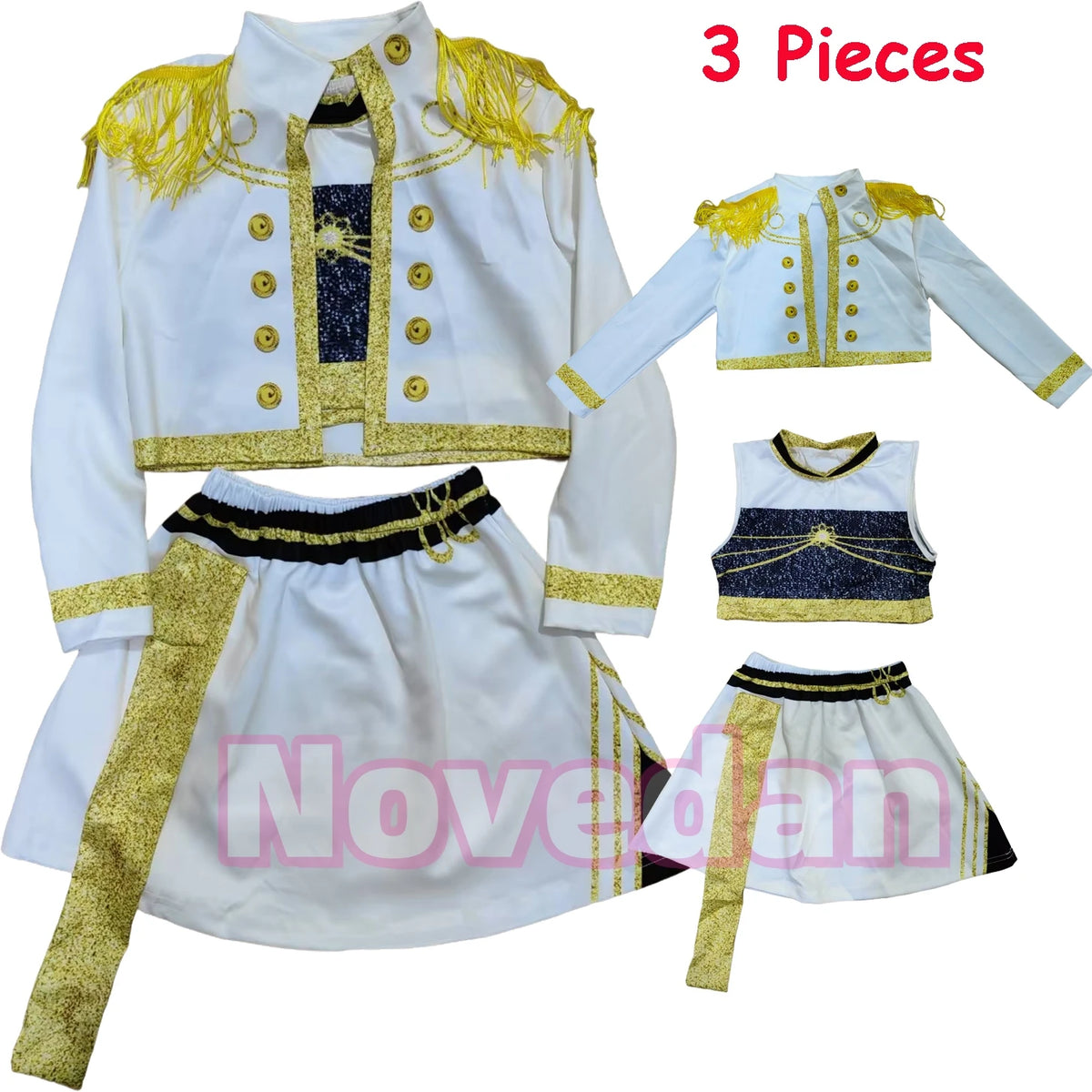 Cool Girl Cosplay Golden Costume Kids 3D Print Idol Group Singing Stage Performance Costume Child Halloween Party Clothes Suit