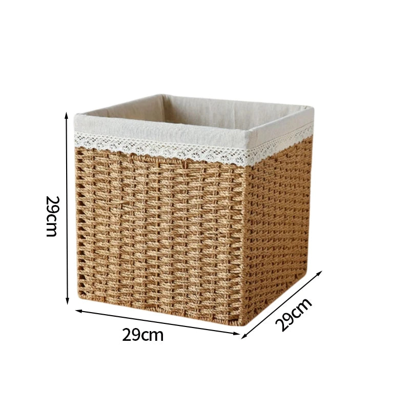 Home Woven Storage Basket Large Capacity Laundry Baskets Sundries Wardrobe Closet Organizer Clothes Toys Decor Panier Rangement