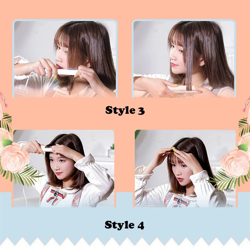 New Mini Hair Straightener Flat Iron Ceramic Curling Iron Short Hair Portable Dual-Use Curler Hair Styling Care For Traveling