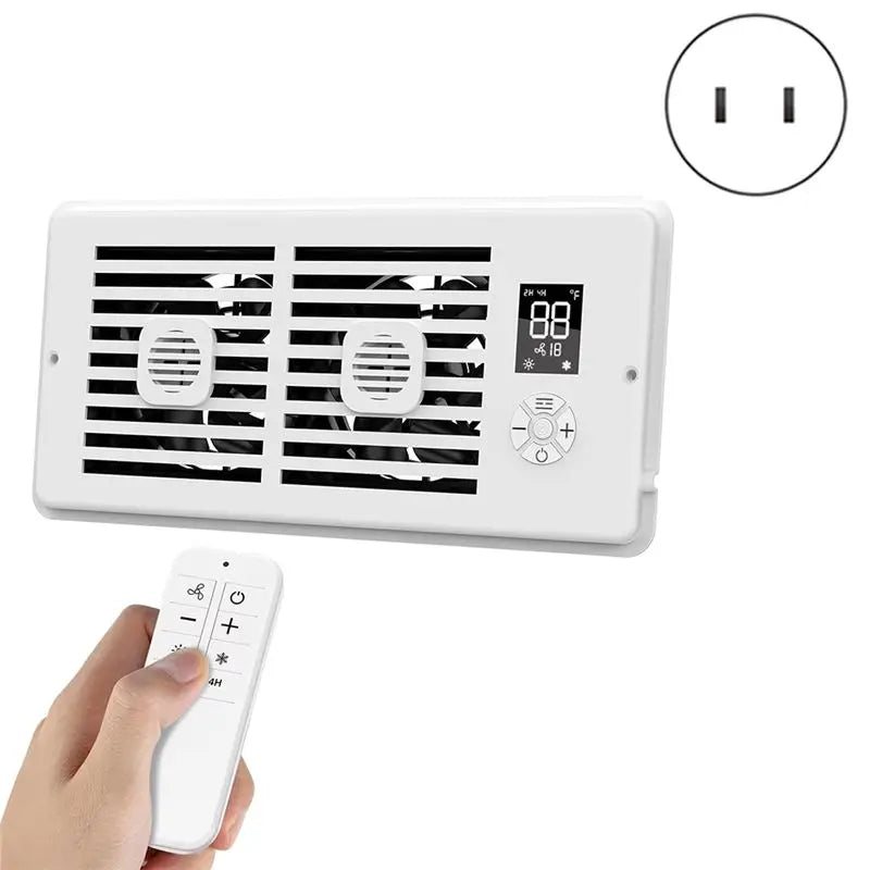 B59B-Remote Control 4X10inch Register Booster Fan For Home Office, Smart Vent Fan With Thermostat US Plug