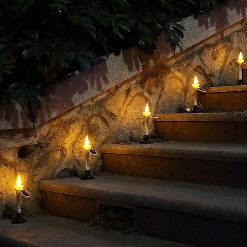 Solar Garden Light Candle Light with Candlesticks Holders Waterproof LED Solar Lamp for Outdoor Garden Lawn Pathway Decoration
