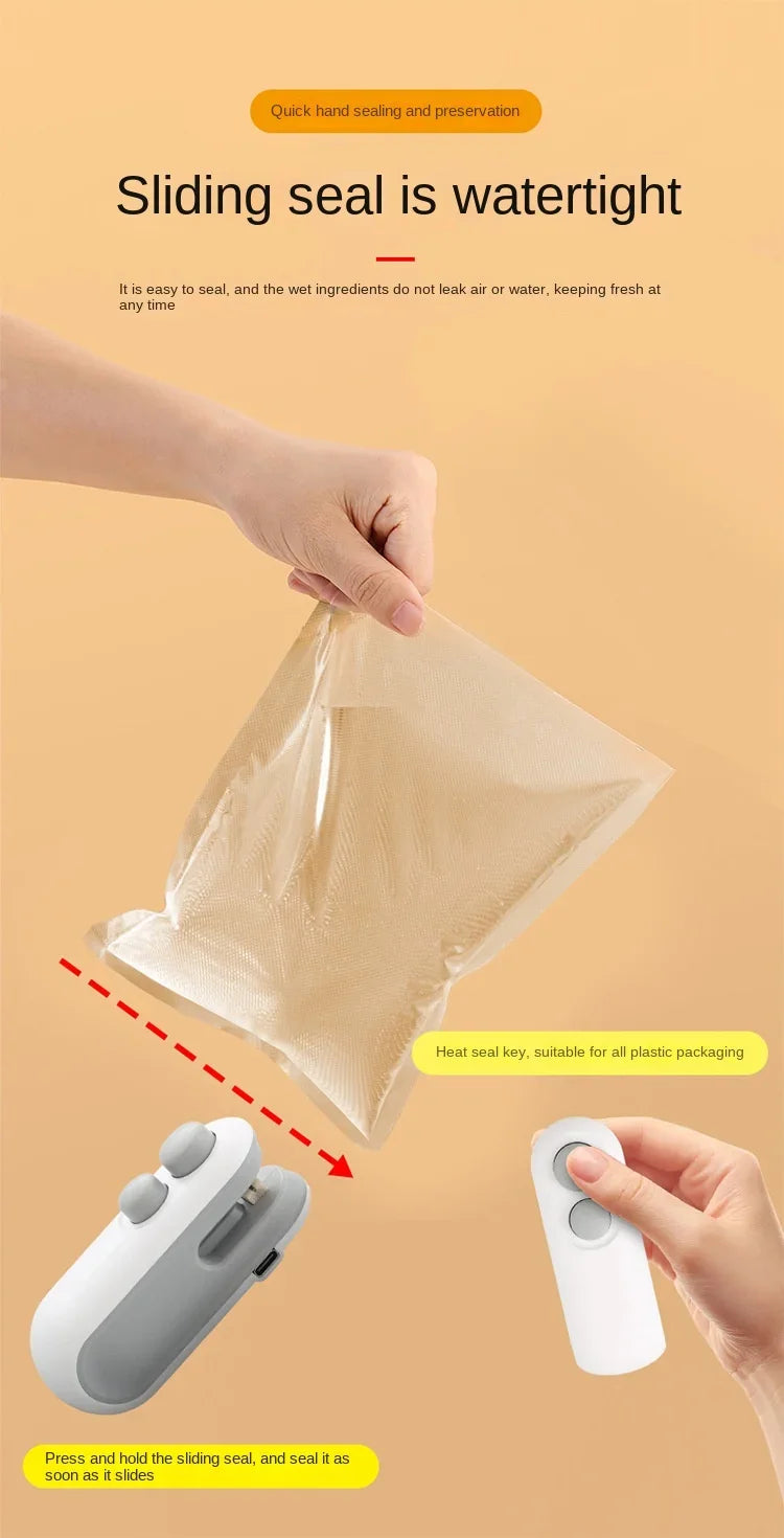 Vacuum Bag Sealing Machine Plastic Package Sealer Bags Clip Bag Handheld Sealer Food Packaging Heat Sealer For Home