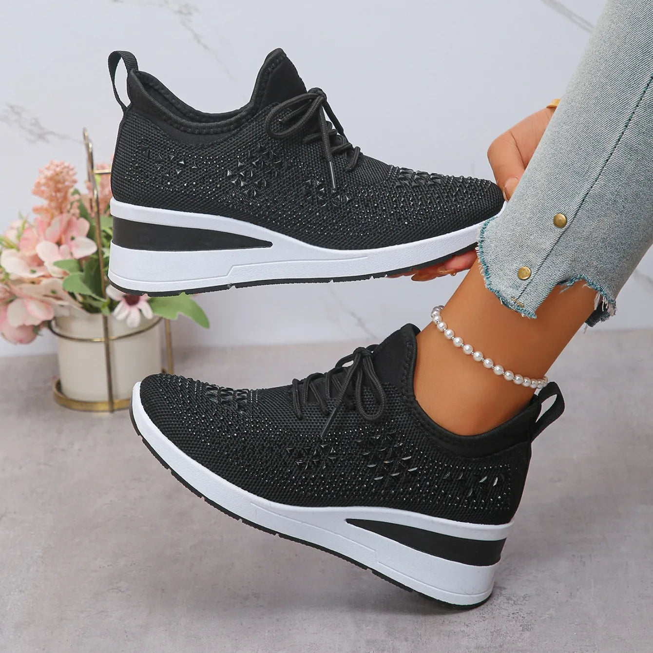 Women Sneakers 2025 New Mesh Outdoor Platform Sneakers Women Wedges Thick Bottom Breathable Casual Tennis Vulcanize Shoes Women