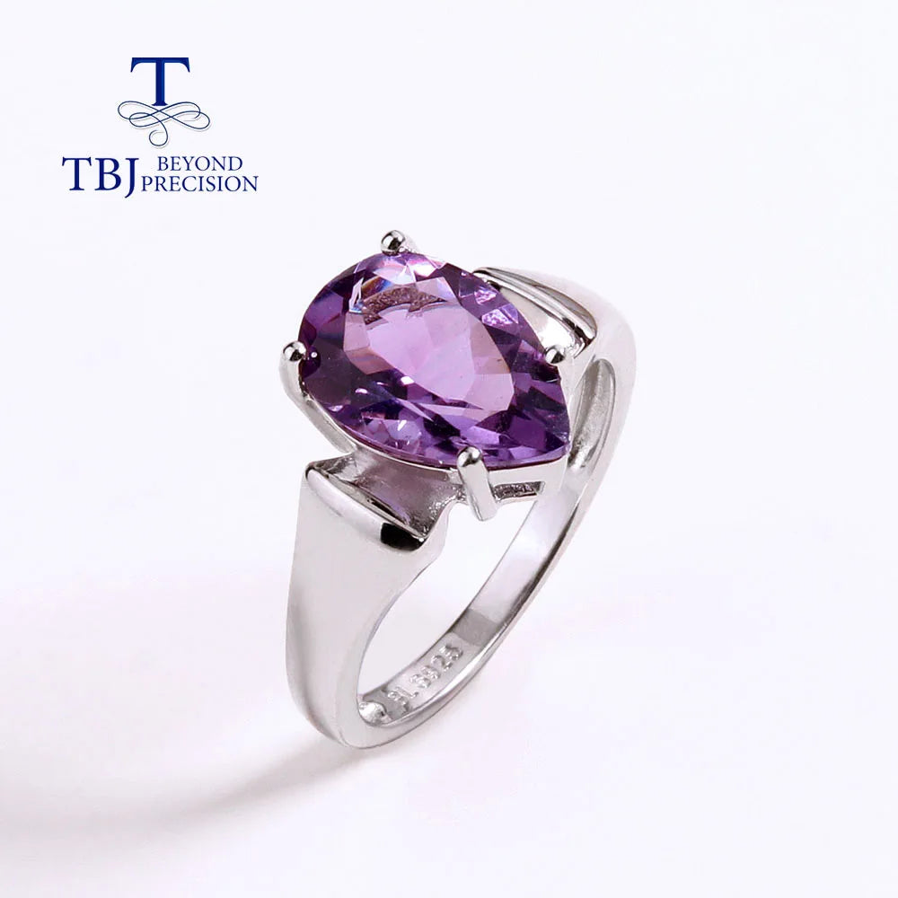 NEW  100% Natural amethyst  rings earrings Simple design jewelry set 925 silver fashion jewelry for women nice gift