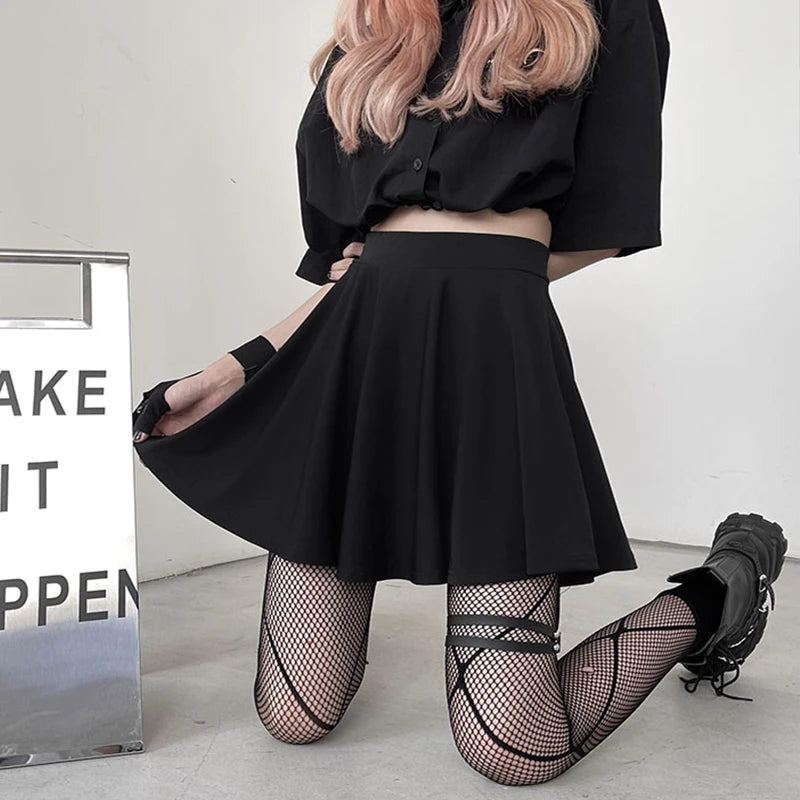 Black Skirts Woman Fashion 2024 Summer Elastic High Waist A-Line Knit Mini Short Red Umbrella Skirt Summer Women's Clothing