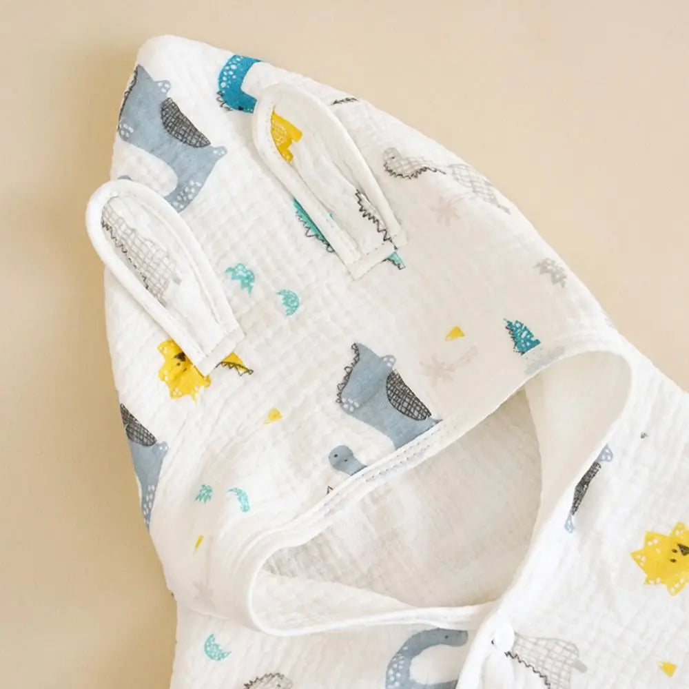 Warm Cartoon Printed Baby Gauze Bath Towel Four Layer Soft Cartoon Cloak Towel Comfortable Absorbent Hooded Bathrobe Children