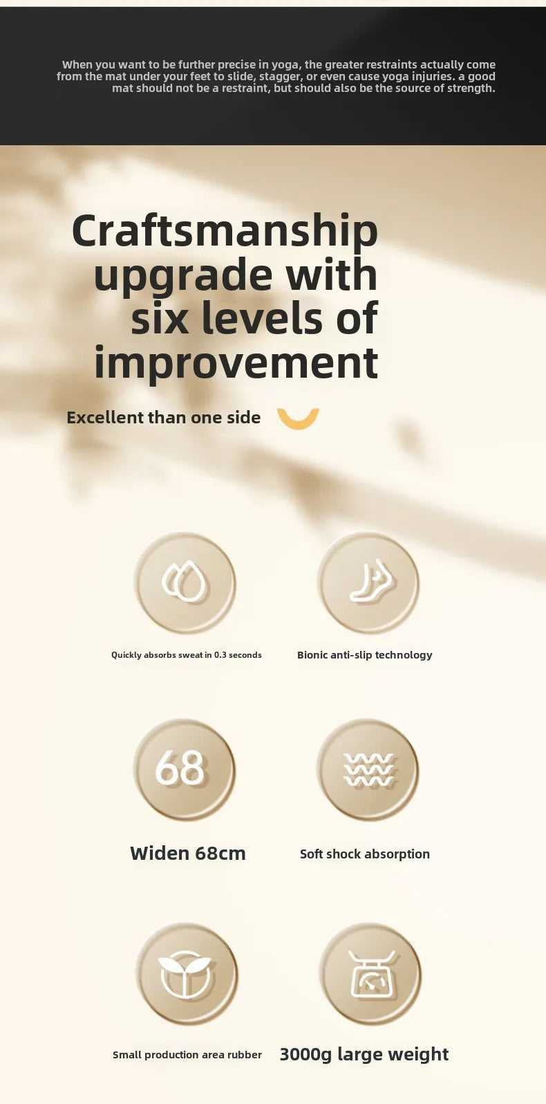 ‌PU & Natural Rubber Yoga Mat - Women’s Anti-Slip Fitness Mat with Laser Alignment Lines, Extra Thick & Durable Premium Edition‌