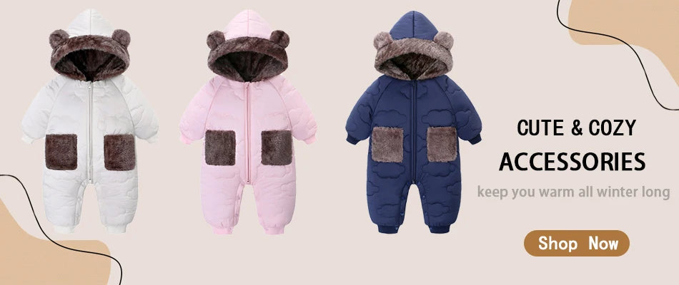 KLFLGD0-3 Years Old Winter Baby Outdoor Clothing Fur Lining Warm Toddler Girl Boy Jumpsuit Cartoon Plus Velvet Baby Jumpsuit