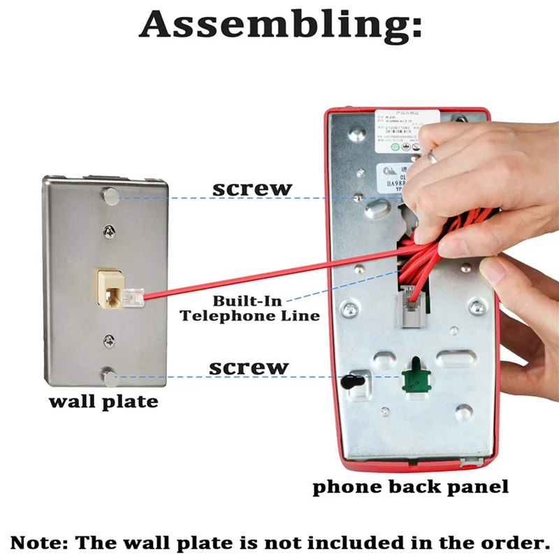 ELECT-2X Wall Phones For Landline With Mechanical Ringing, Single Line 2554 Wall Telephone With Voicemail Indicator,Red