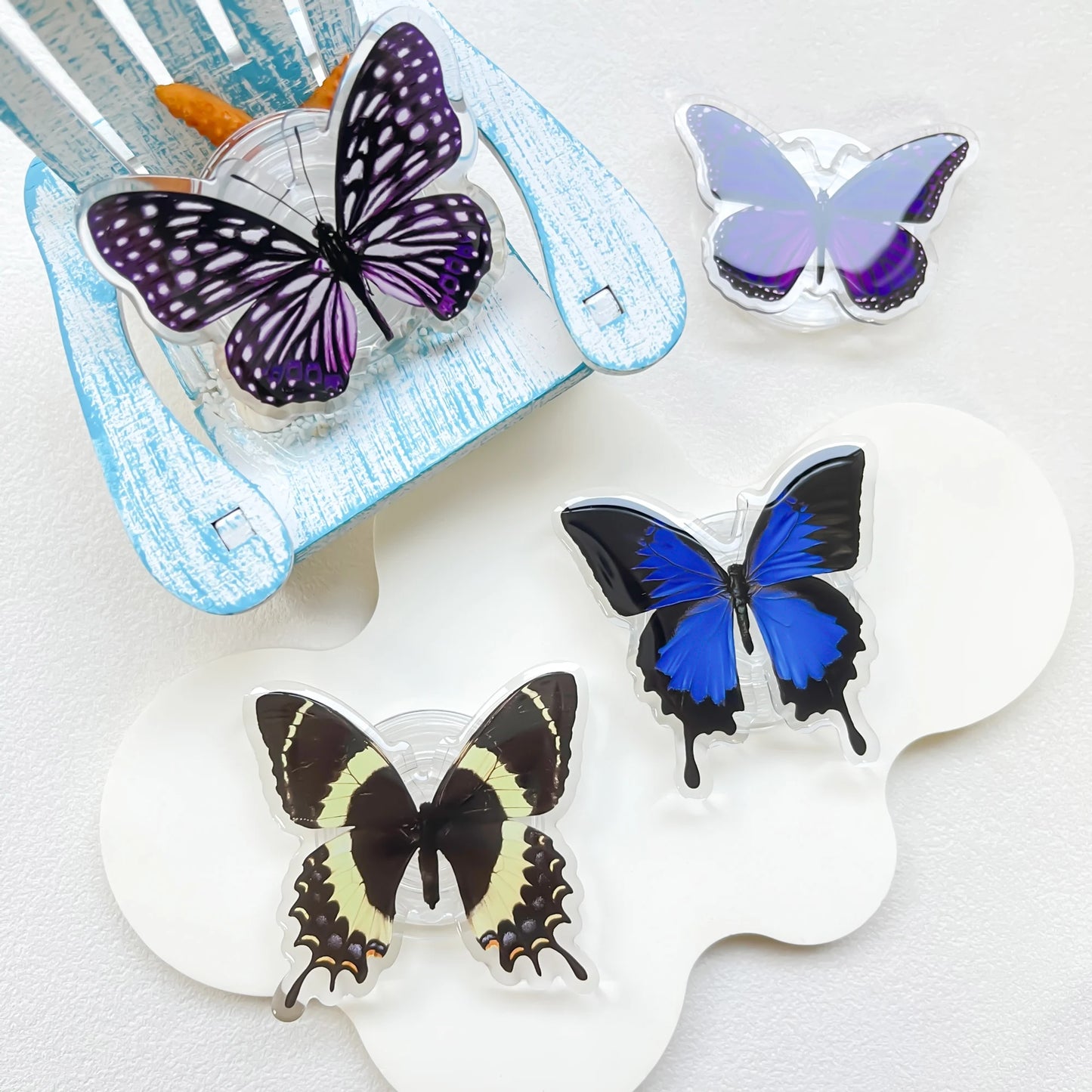 Cute Butterfly Phone Grip Griptok Holder Ring For iPhone 16 15 Universal Lovely Bowknot Phone Stand Bracket Poppings Socket