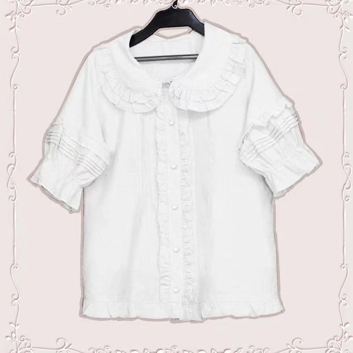 Spring Blouse Women Japanese Kawaii Cute Lace Patchwork Peter Pan Collar Shirt Vintage Sweet Embroidery Top Blusas