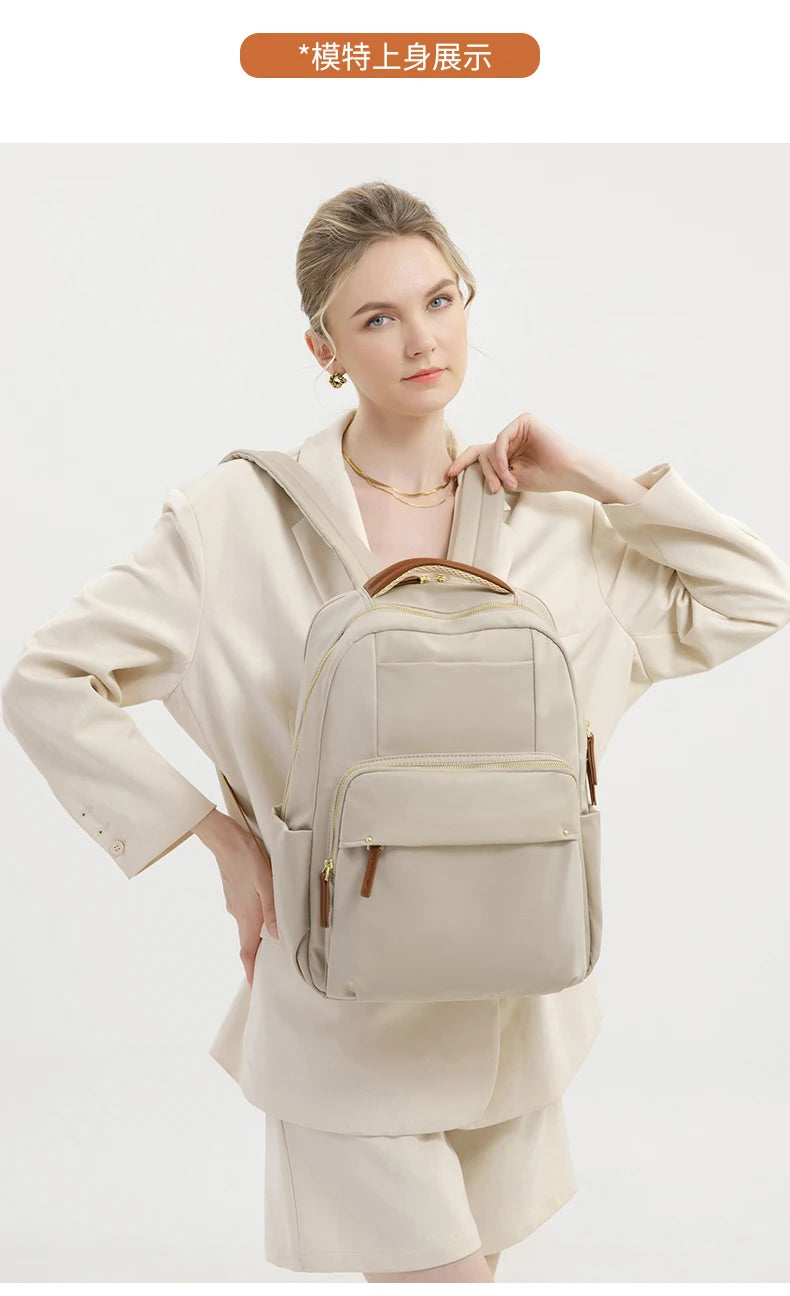 Luxury Laptop Backpacks for Women 15.6" Size Notebook Bag Large Cabin Space Business Travelbag Ladies Bookbags Big Zipper Pocket